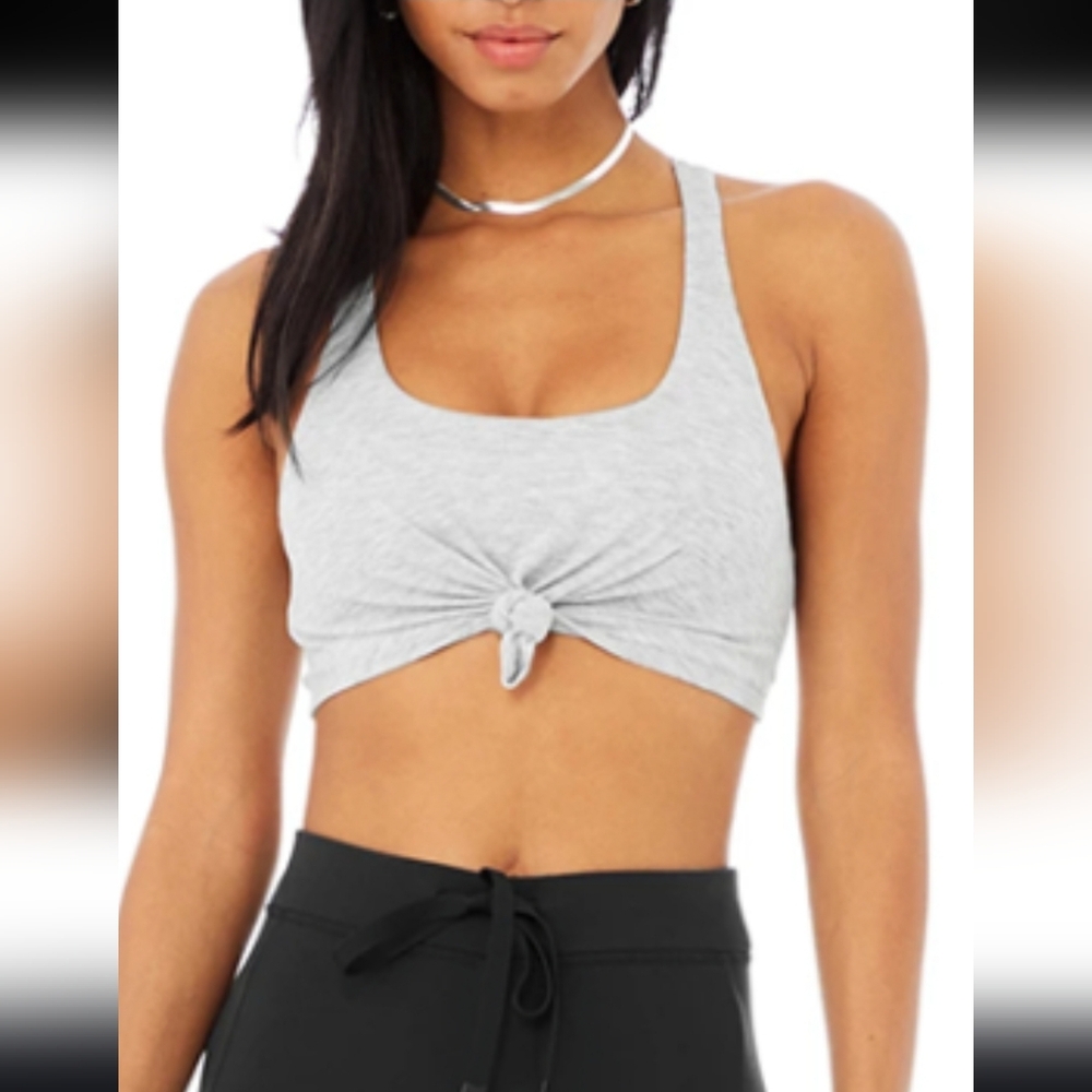 Alo Yoga KNOT BRA FULL SCOOP  In Heather Grey